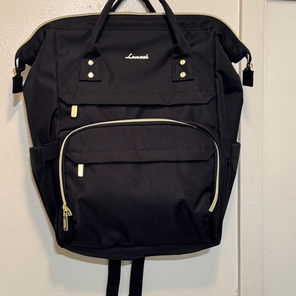 Black and gold Lovook Backpack with usb port
